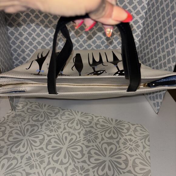 Kate Spade Large Jazz Things Up Cool Cat Kitty Francis Tote Purse Bag NWOT - Picture 13 of 14
